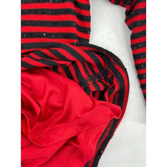 Express Women's Long Sleeve Black Red Striped Knit Sequin Sweater Dress Size M - Picture 9 of 15
